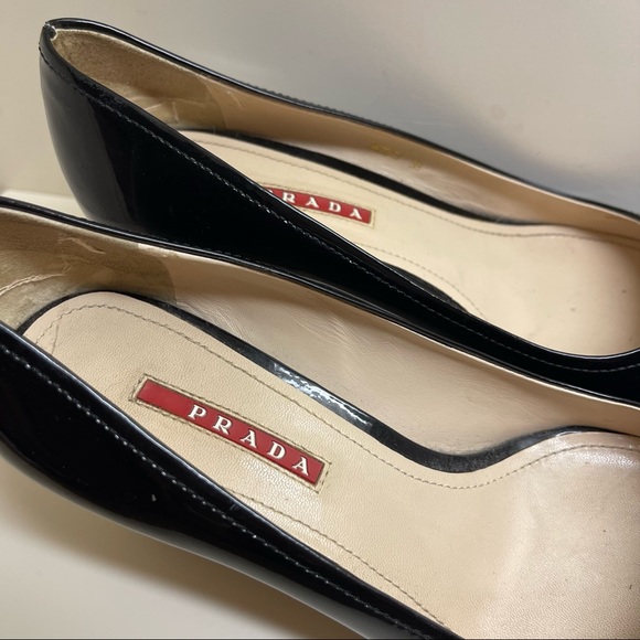 Prada Patent Leather Peep Toe Wedges Size 38 - Picture 4 of 5